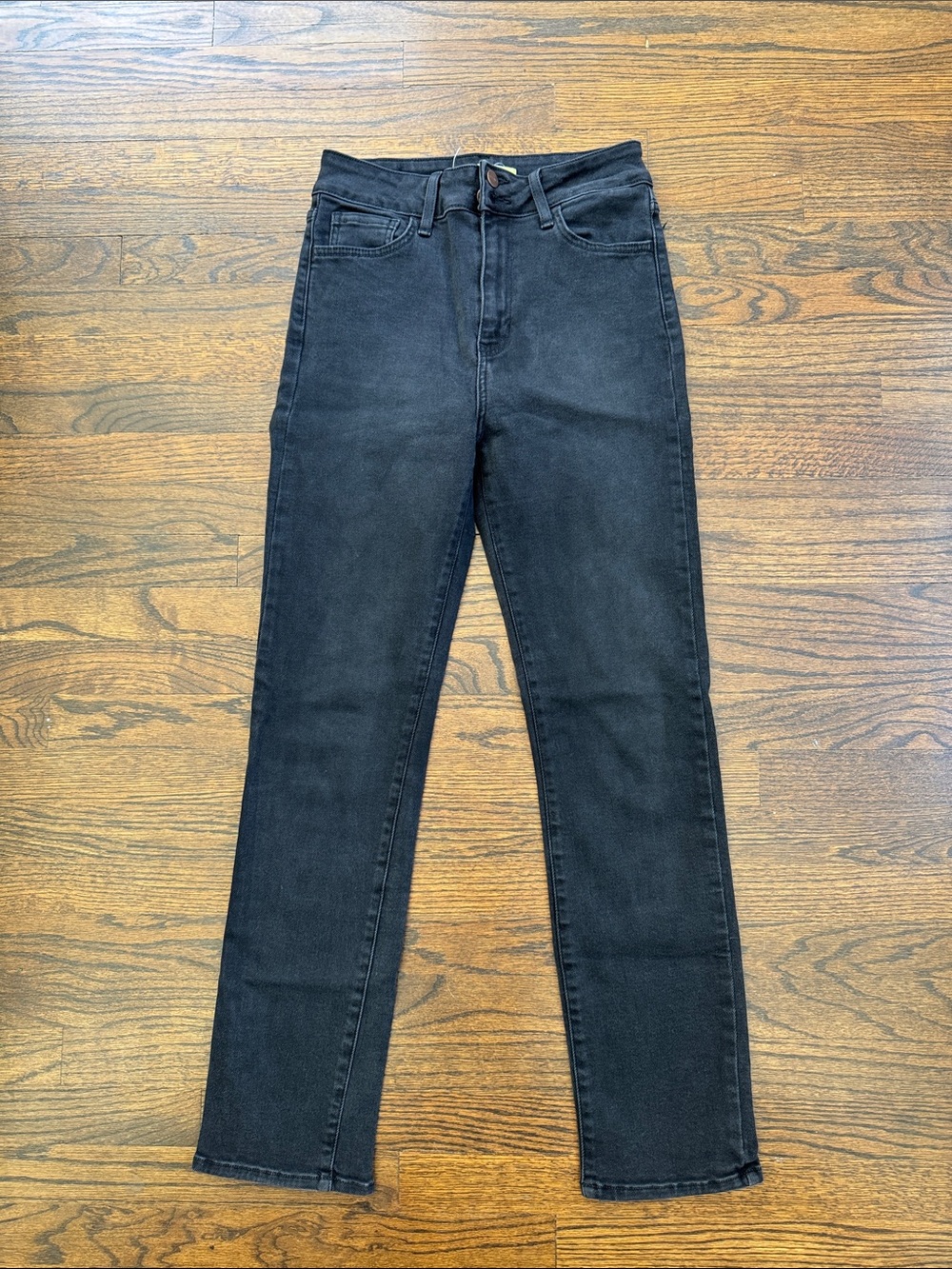 Black High-Rise Straight-Leg Jeans